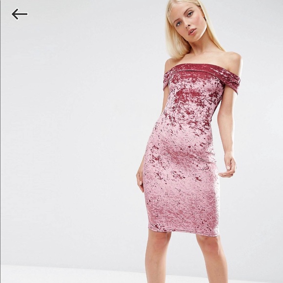 bardot velvet midi dress